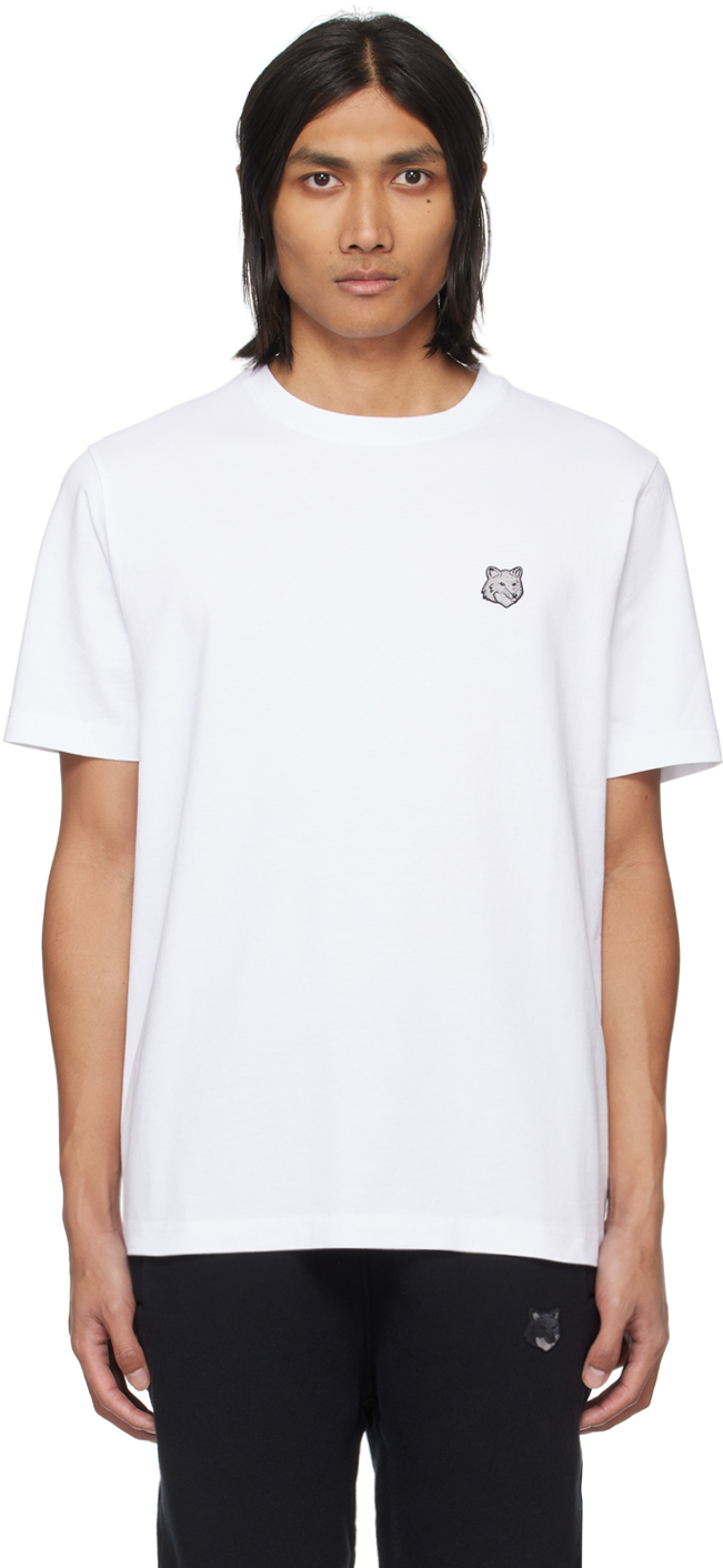 Shop Maison Kitsuné White Bold Fox Head T-shirt In P100 White