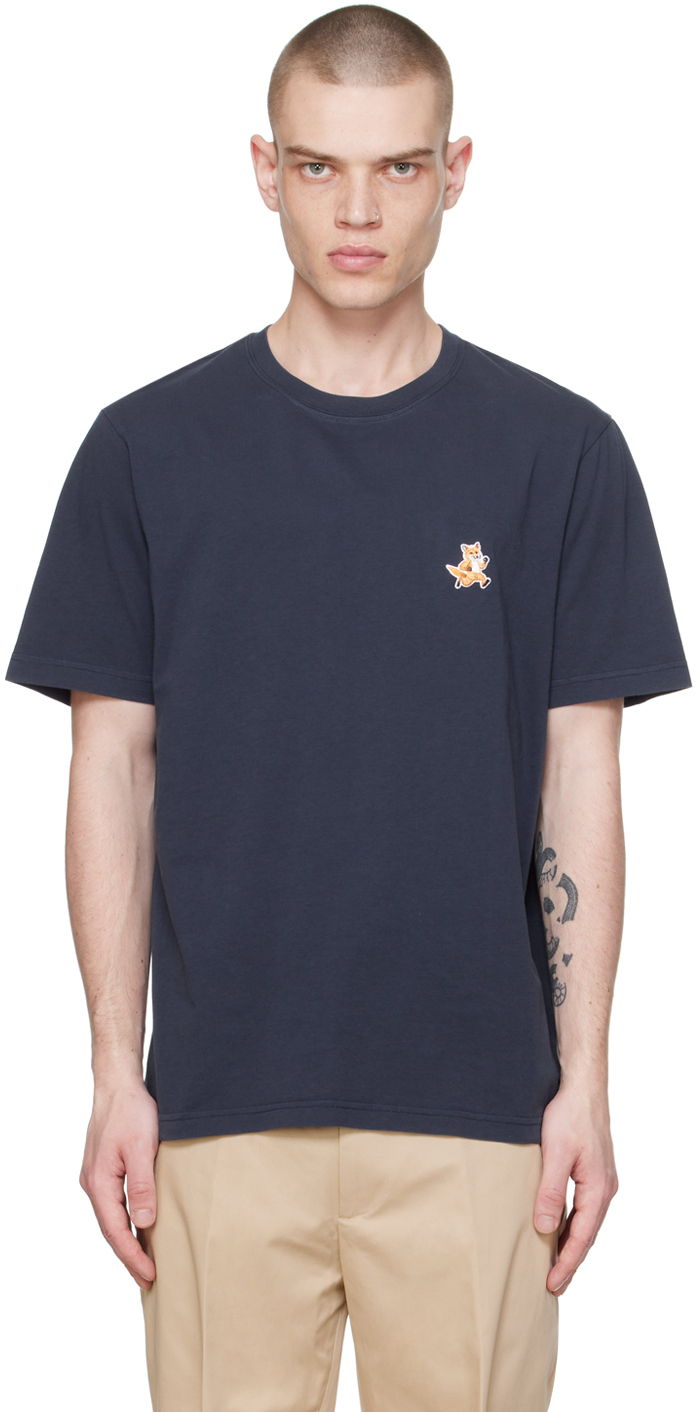 Shop Maison Kitsuné Navy Speedy Fox T-shirt In P476 Ink Blue