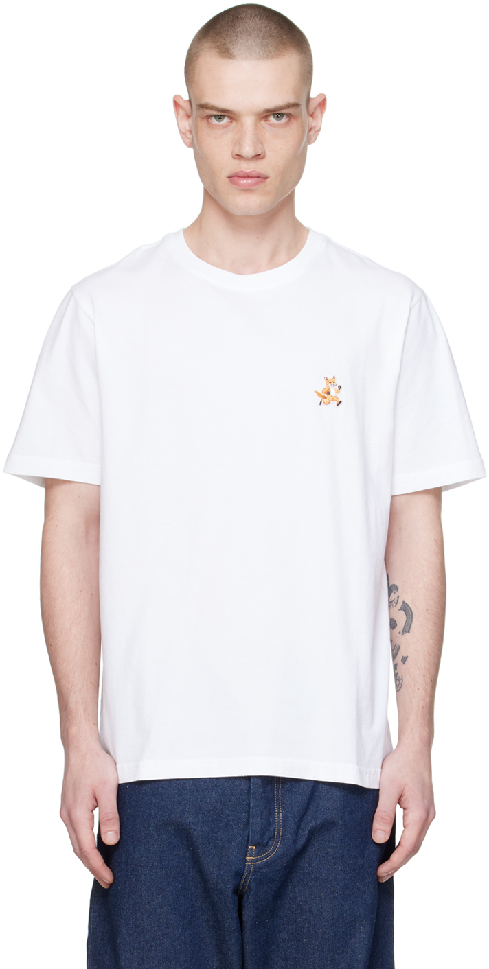 Shop Maison Kitsuné White Speedy Fox T-shirt In P100 White