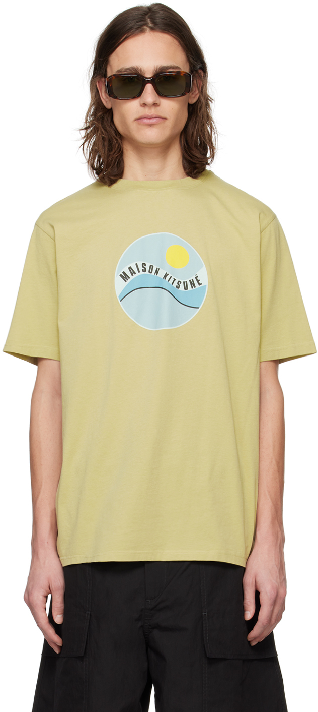 Maison Kitsuné Khaki Pop Wave T-Shirt