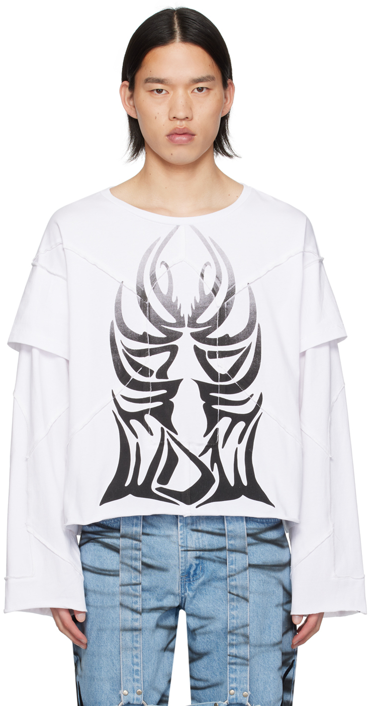 Shop Who Decides War White Winged Long Sleeve T-shirt In Cloud