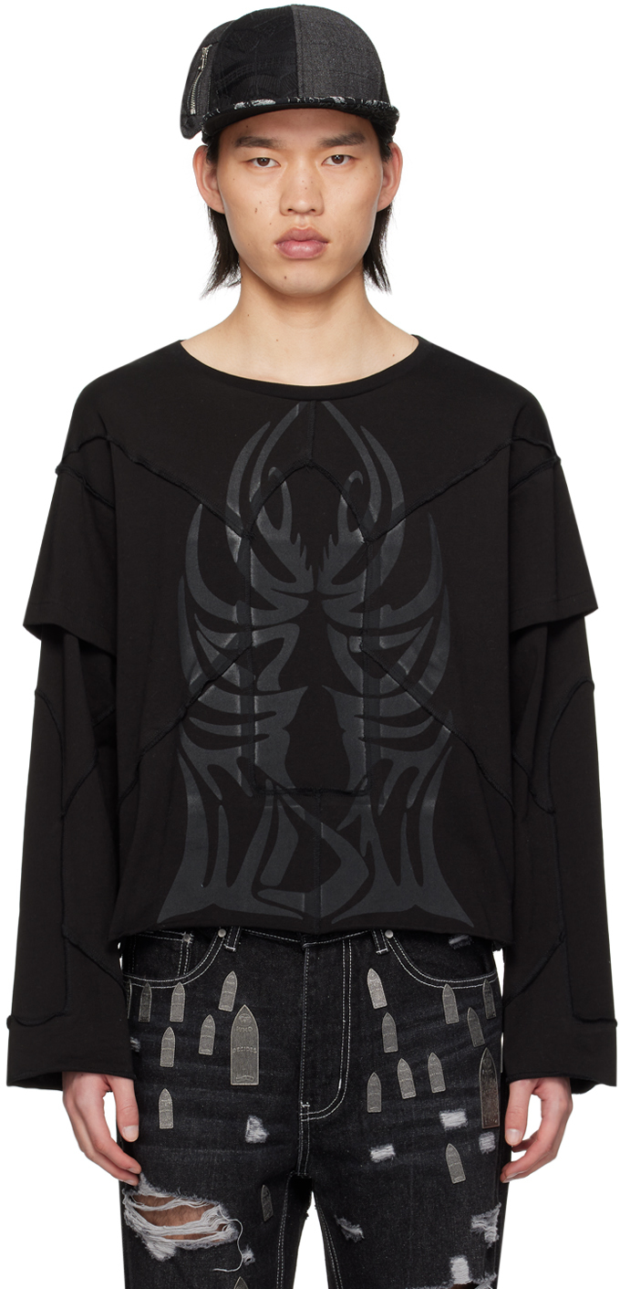 Who Decides War Black Winged Long Sleeve T-shirt In Coal