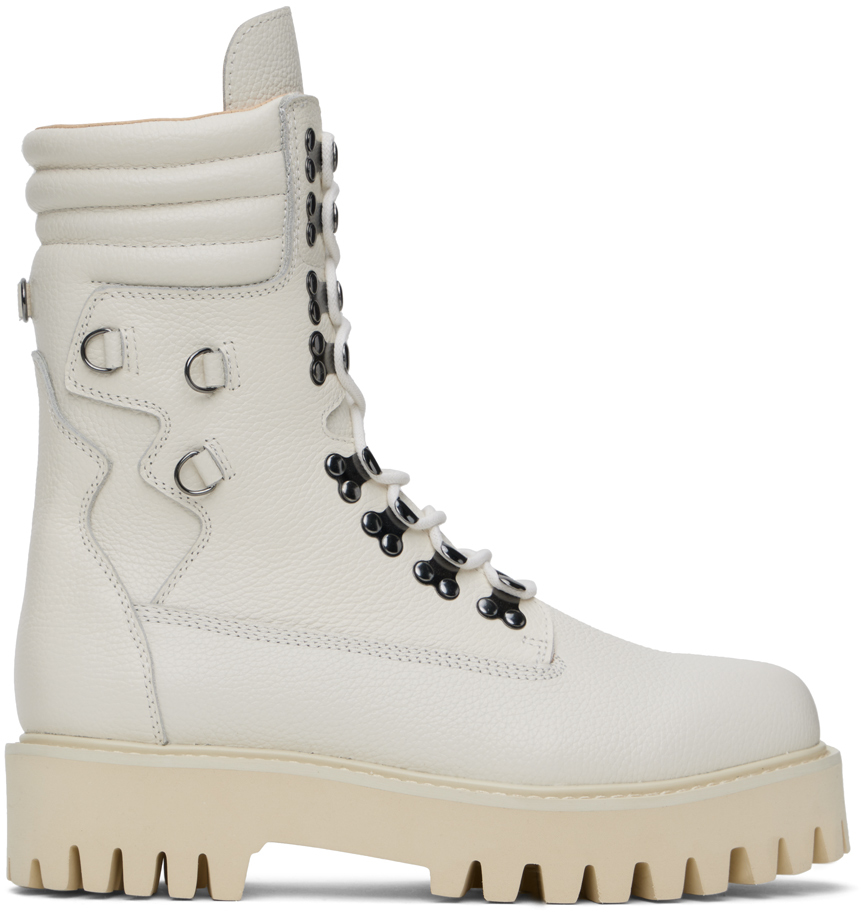 Shop Who Decides War White Field Boots In Ivory