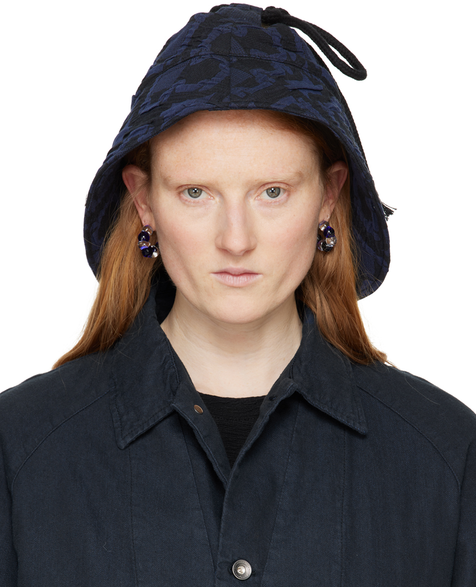Shop Henrik Vibskov Black & Navy Box Fisherman Hat In Black Navy Fold