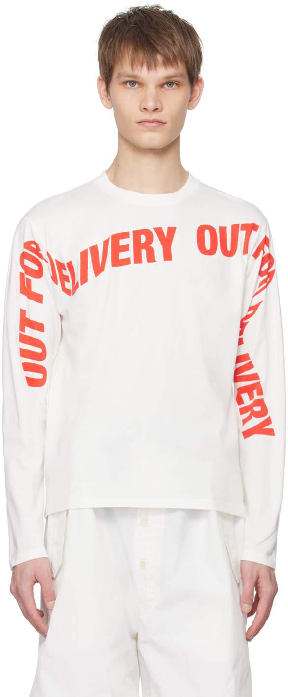 White 'Out For Delivery' Long Sleeve T-Shirt