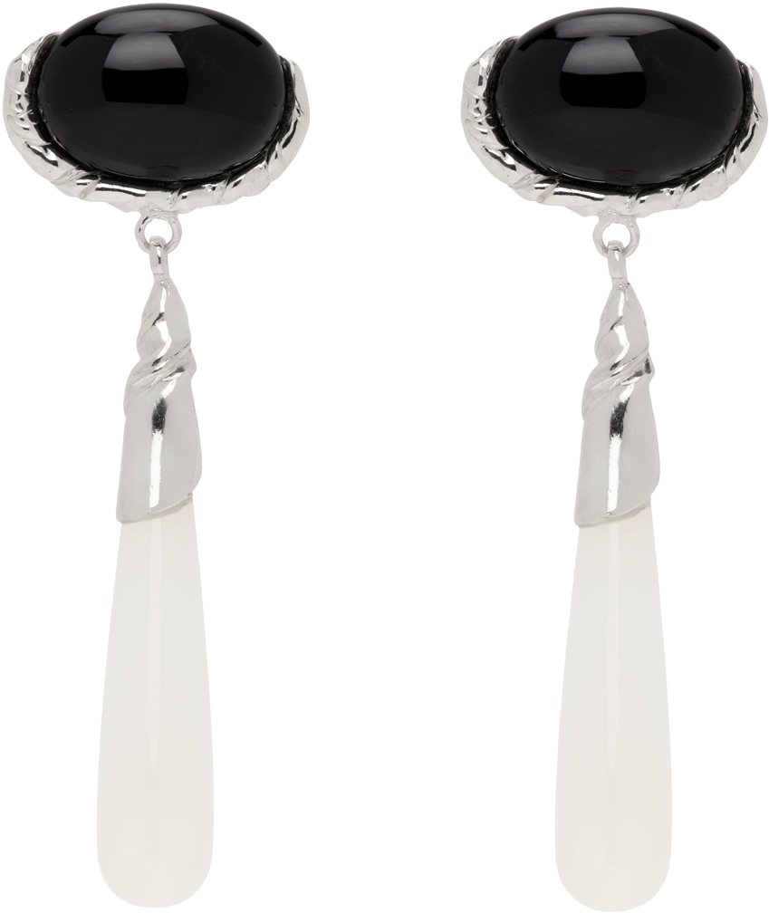Corali Silver & Black Embleme Grande Earrings In Metallic