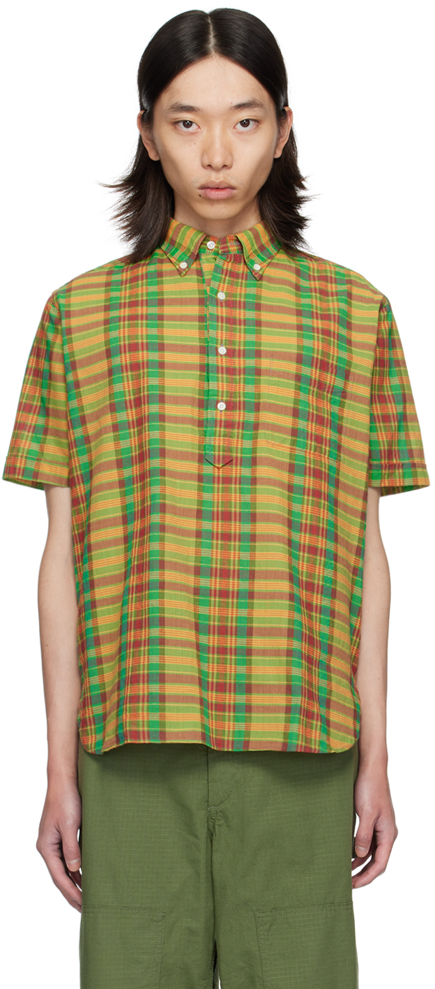 Shop Beams Yellow & Green Bd Pullover Madras Shirt In Green65