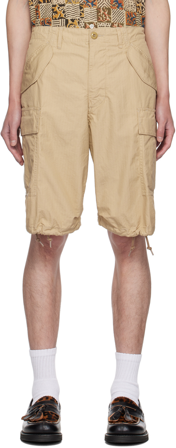 Beige Military 6 Pocket Shorts