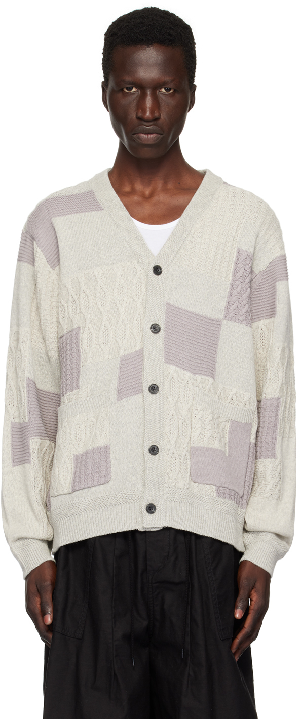 Gray Patchwork Cardigan by BEAMS PLUS on Sale