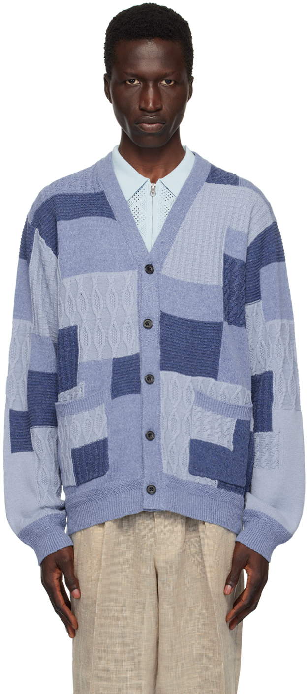 Blue Patchwork Cardigan