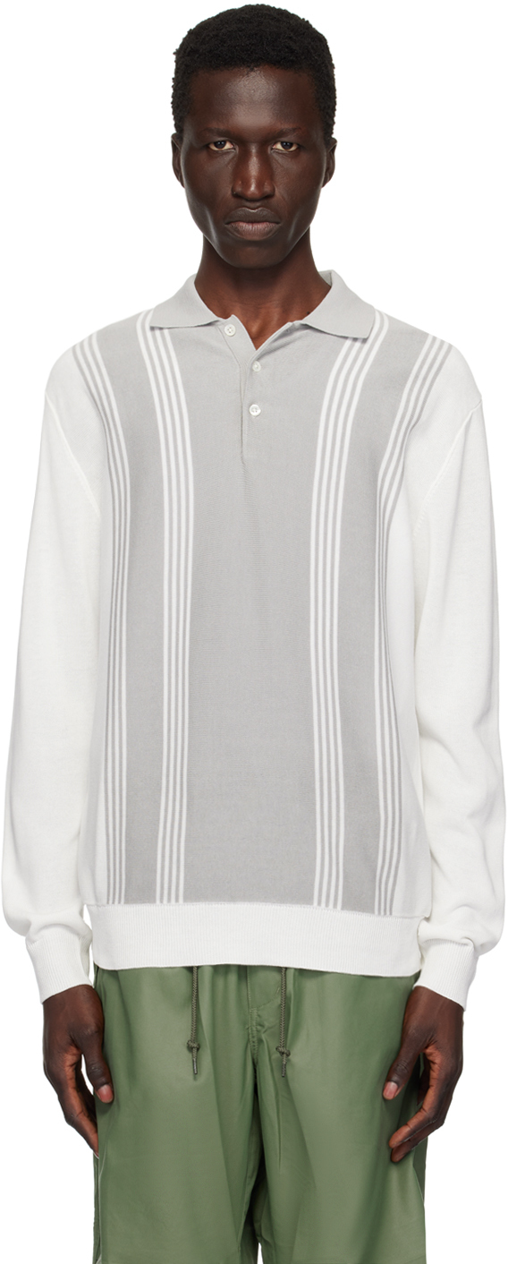 Off-White 
Gray Stripe Polo