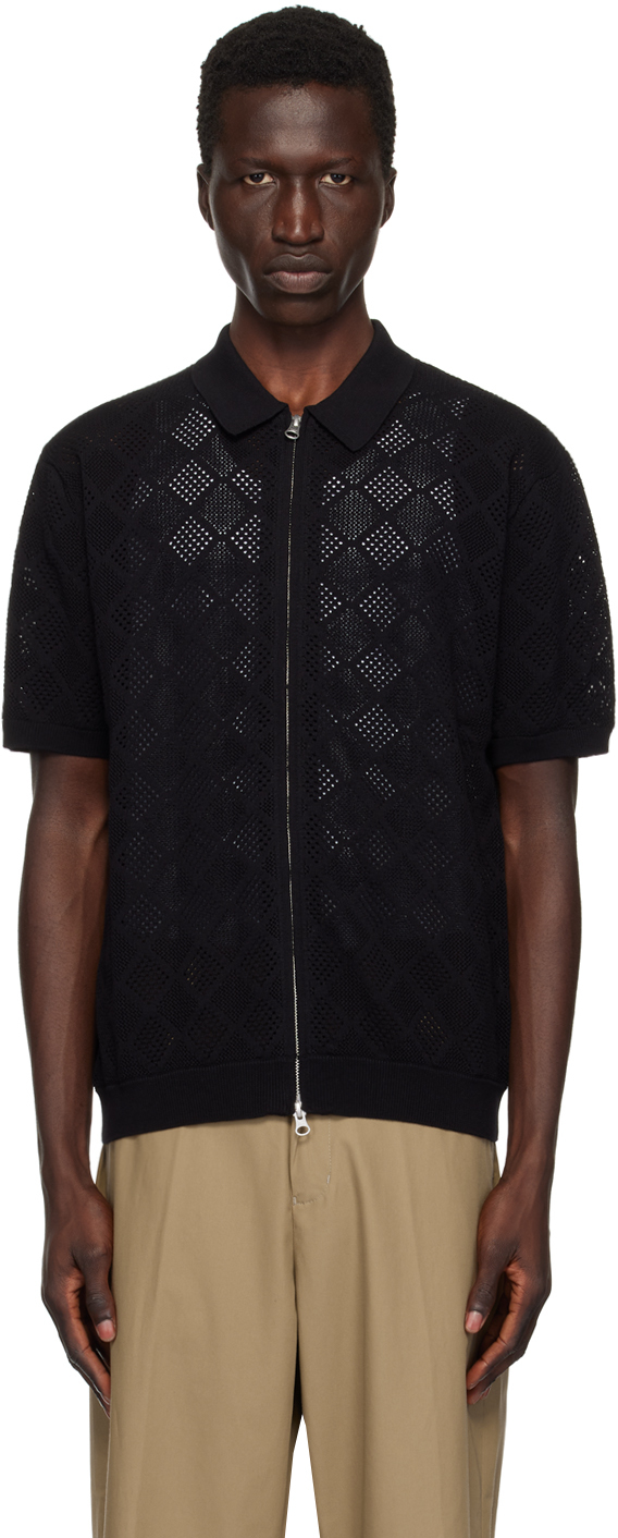 Shop Beams Black Mesh Polo In Black19