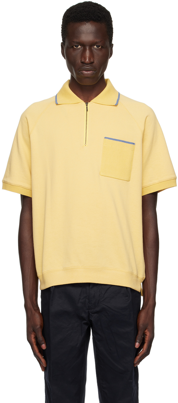 Shop Beams Yellow Half-zip Polo In Yellow55