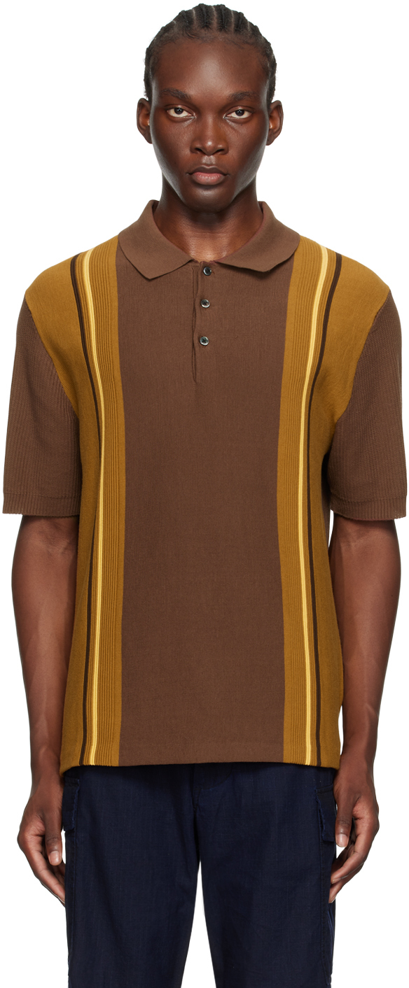 Shop Beams Brown Stripe Polo In Brown28