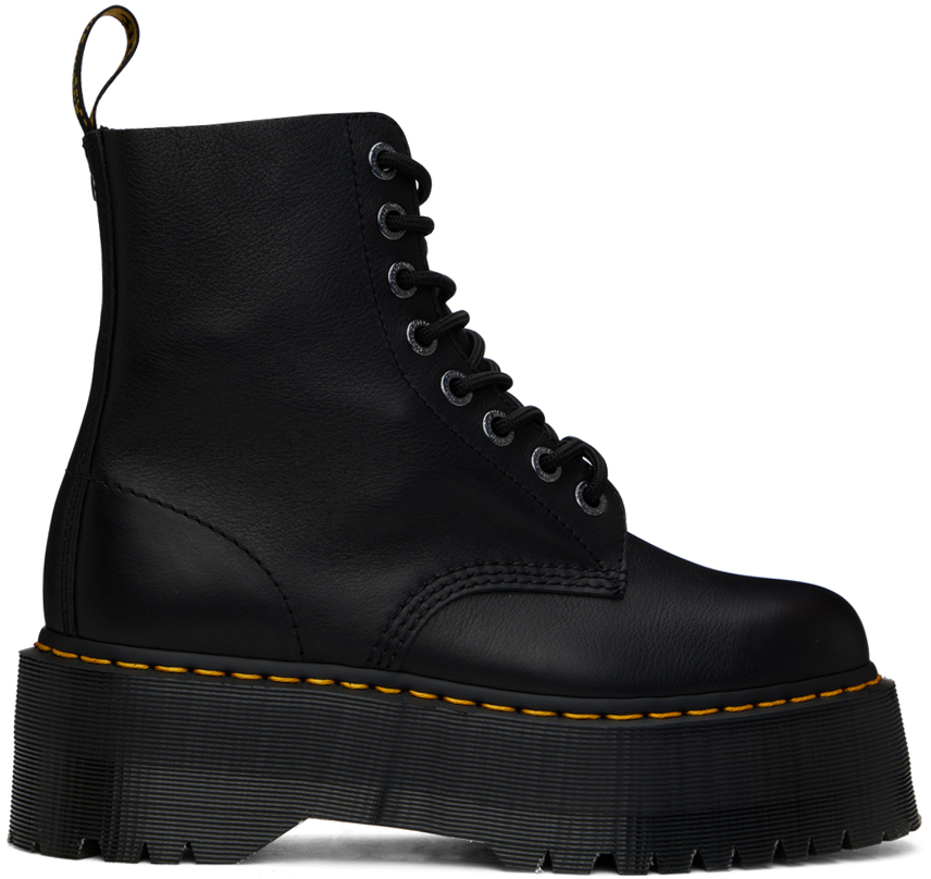 Dr. Martens: Black 1460 Pascal Max Leather Platform Boots | SSENSE Canada