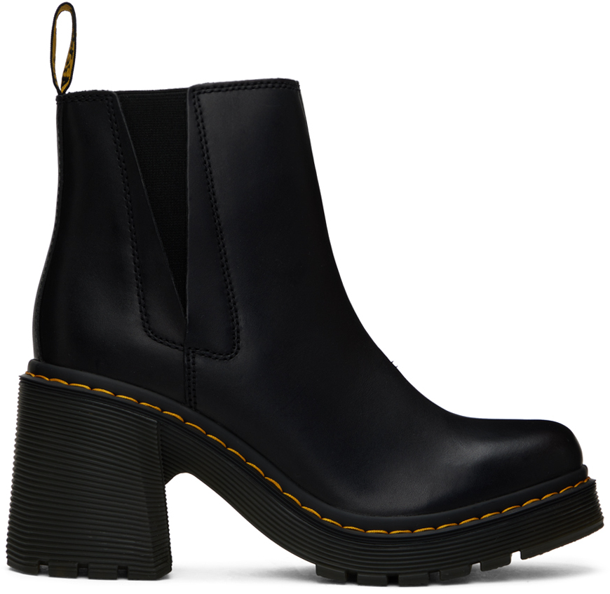 Black Spence Leather Flared Heel Chelsea Boots