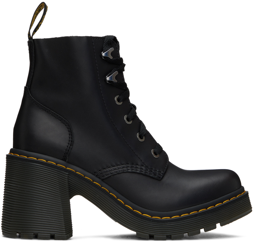 Black Jesy Sendal Leather Lace Up Boots