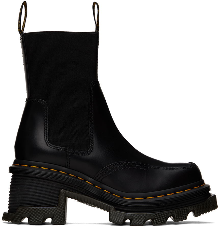 Shop Dr. Martens' Black Corran Leather Heeled Chelsea Boots In Black Atlas