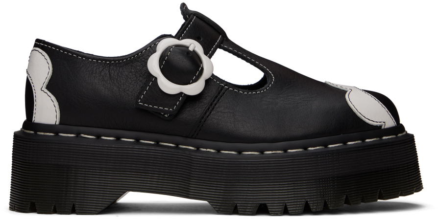 Shop Dr. Martens' Black Bethan Leather Platform Loafers In Black Pisa/optical W