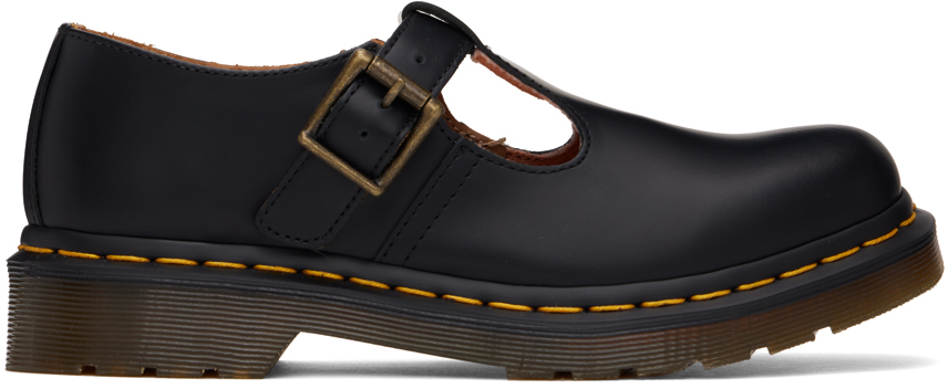 Shop Dr. Martens' Black Polley Smooth Leather Mary Jane Oxfords