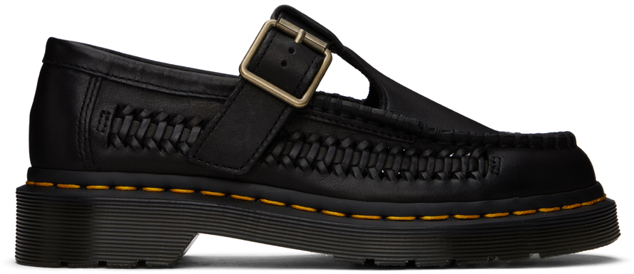 Shop Dr. Martens' Black Adrian T-bar Leather Loafers In Black Classic