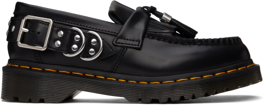Shop Dr. Martens' Black Adrian Loafers In Black Polished