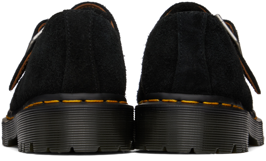 Dr. Martens' Black Ramsay Suede Kiltie Buckle Monkstraps In Black Suede