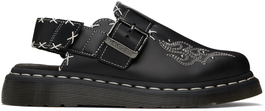 Black Jorge II Gothic Americana Leather Slingback Mules by Dr. Martens ...