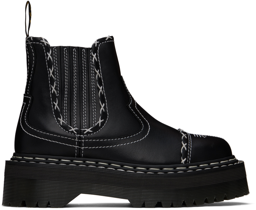 Shop Dr. Martens' Black 2976 Gothic Americana Platform Boots In Black Atlas