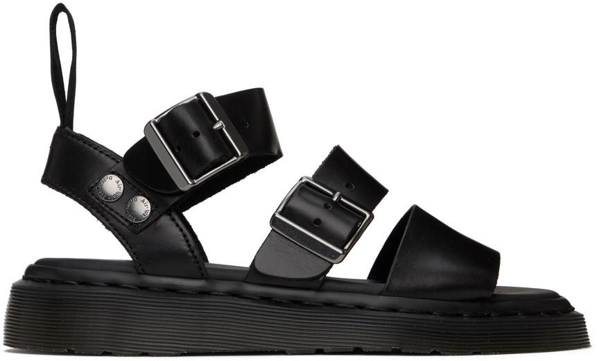 Dr. Martens Black Gryphon Leather Gladiator Sandals