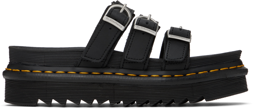 Black Blaire Leather Slide Sandals