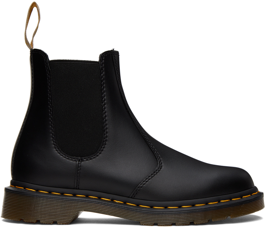 Shop Dr. Martens' Black Vegan 2976 Chelsea Boots In Black Felix Rub Off