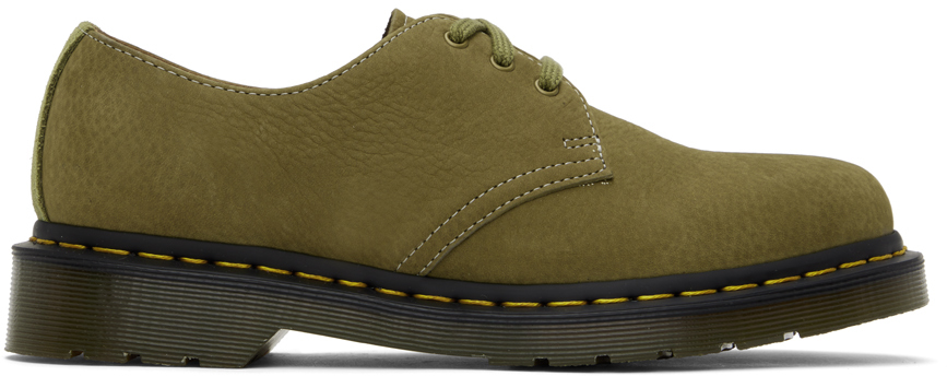 Shop Dr. Martens' Khaki 1461 Tumbled Nubuck Oxfords In Muted Olive Tumbled