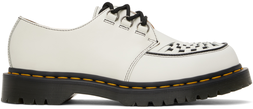 White Ramsey Smooth Leather Oxfords by Dr. Martens on Sale