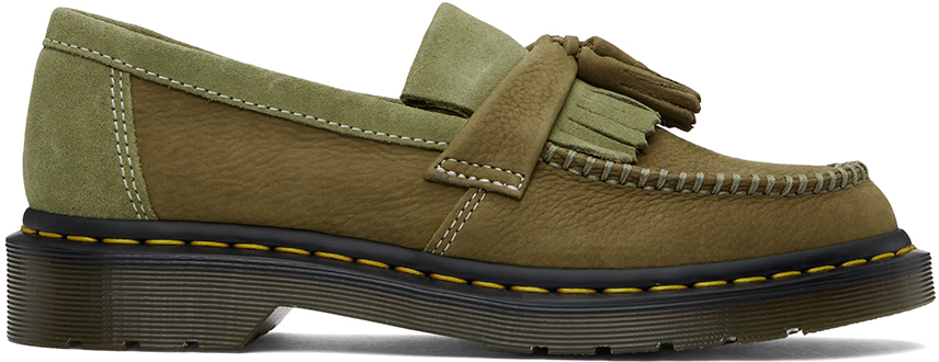 Shop Dr. Martens' Green Adrian Tassel Loafers In Muted Olive Tumbled