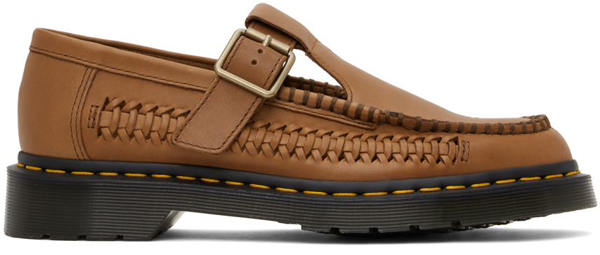 Tan Adrian T-Bar Leather Loafers