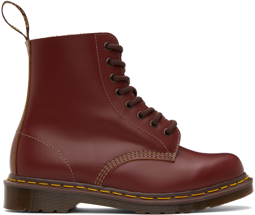 Dr. Martens' Burgundy 'made In England' 1460 Boots In Oxblood Quilon