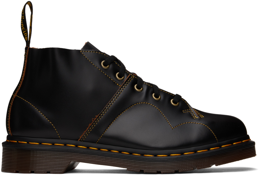 Shop Dr. Martens' Black Church Vintage Boots In Black Vintage Smooth