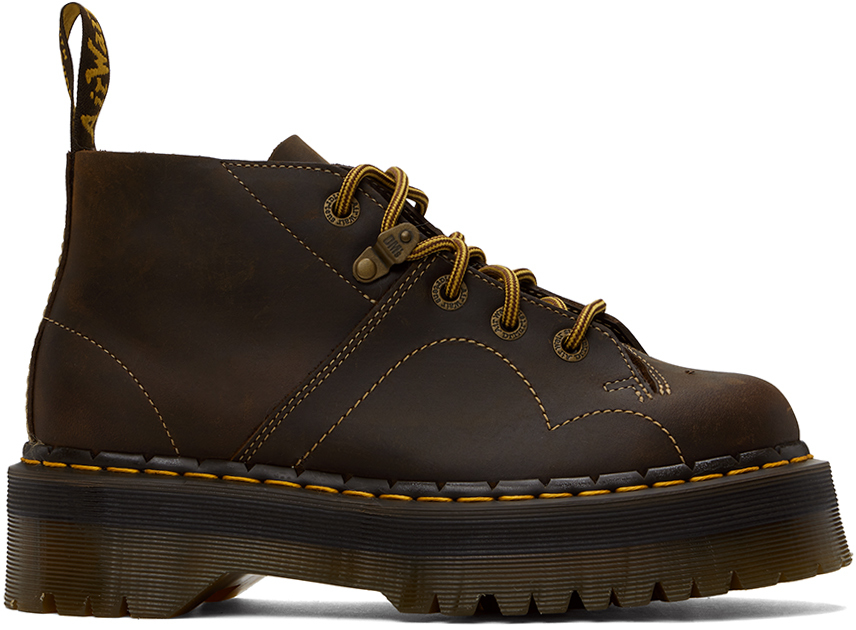Dr. Martens: Brown Church Arc Quad Boots | SSENSE