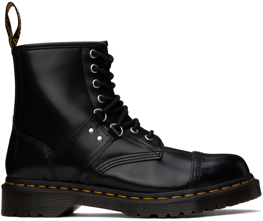 Shop Dr. Martens' Black 1460 Boots In Black Polished Smoot