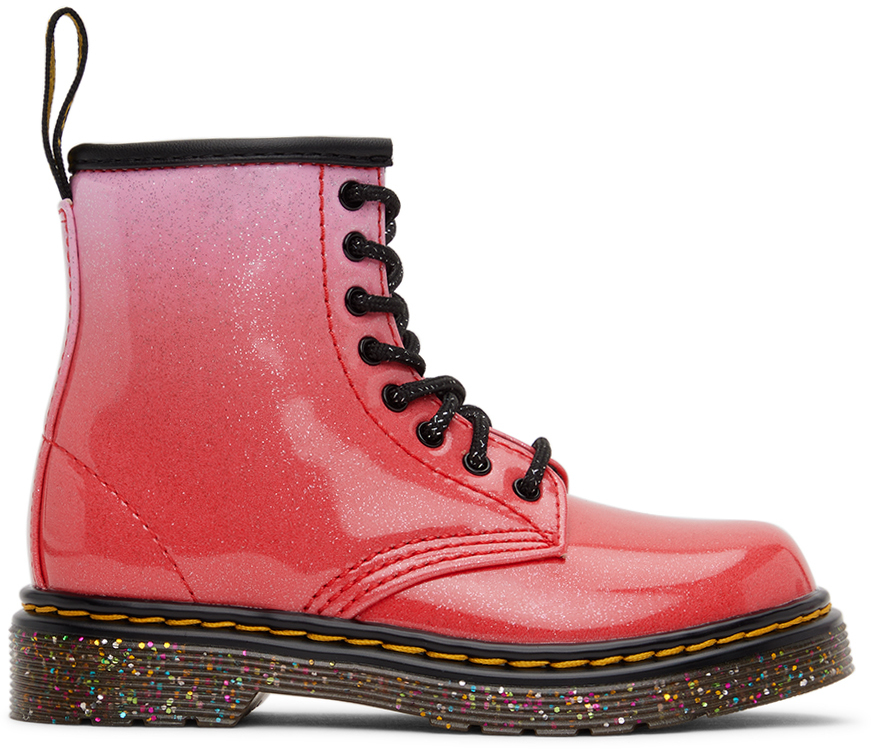 Shop Dr. Martens' Kids Pink 1460 Little Kids Boots In Gradient Glitter
