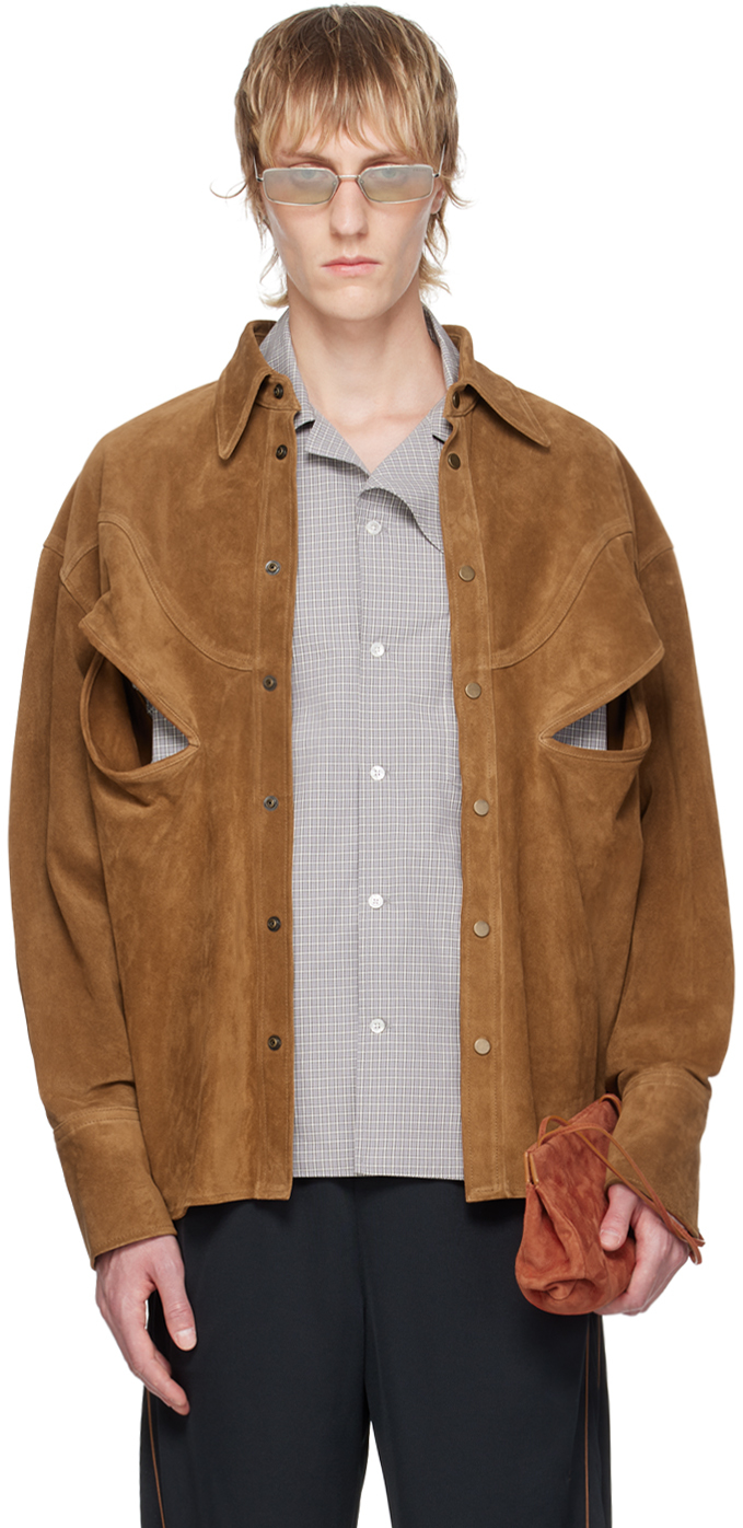 Shop Commission Tan Rider Leather Shirt In Cognac