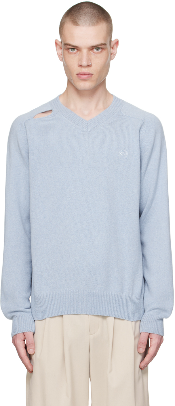 Commission Blue Cutout Sweater In Light Blue