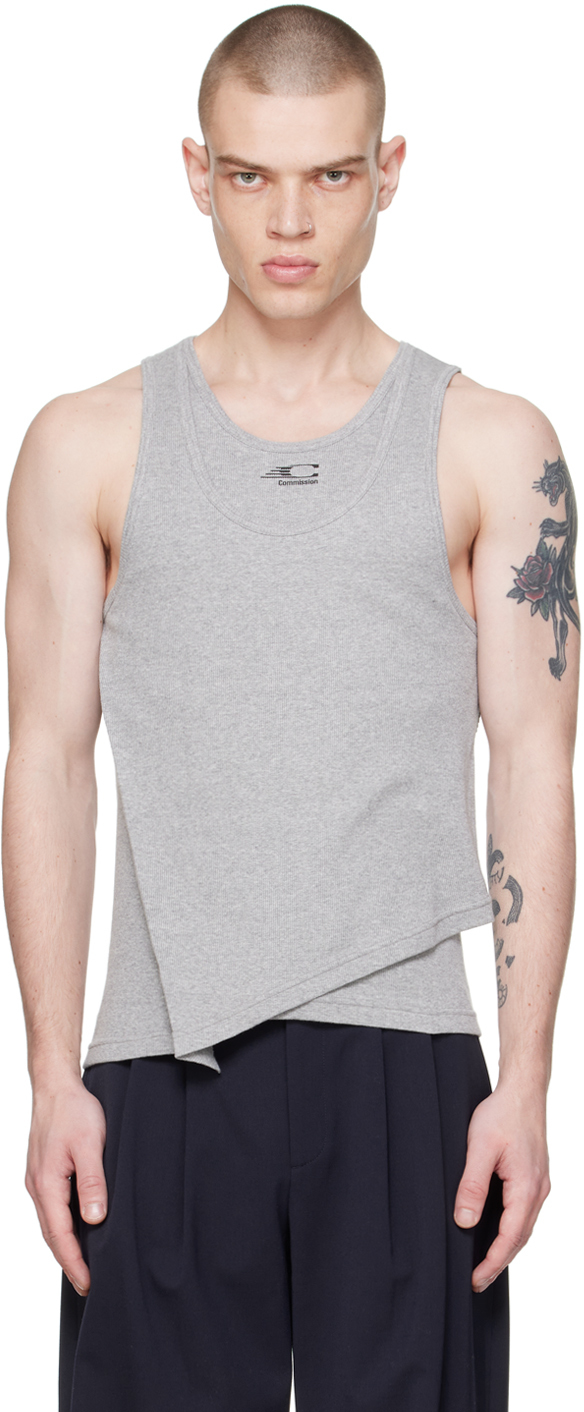 Commission Ssense Exclusive Gray Double Tank Top In Heather Grey