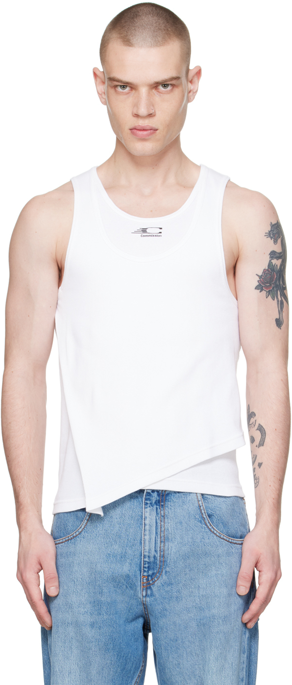 Commission Ssense Exclusive White Double Tank Top In Snow