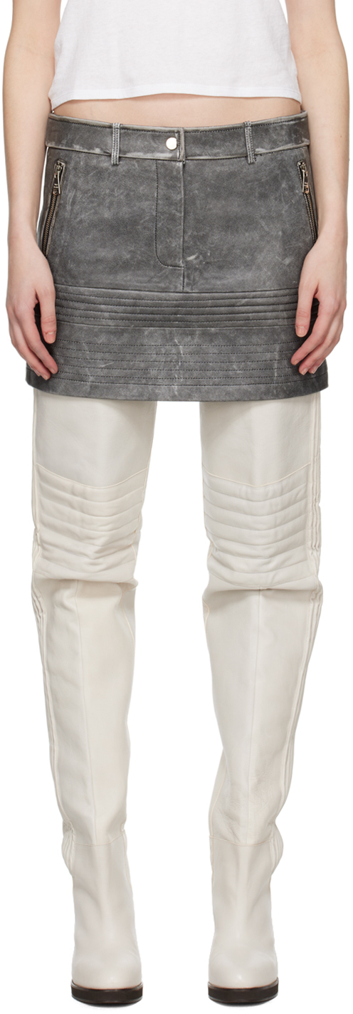 【関税込み】WYNN HAMLYN ミニスカート wynn-hamlyn-gray-zip-leather-