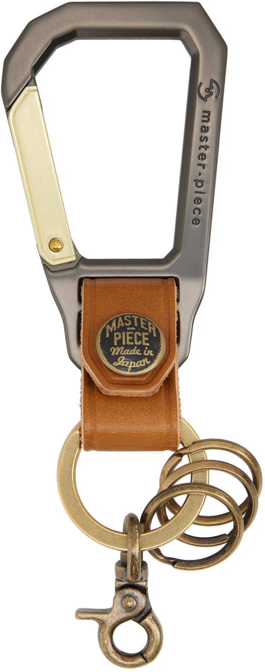 Master-piece Tan Carabiner Keychain In Brown