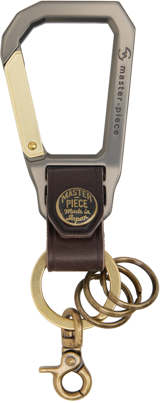 Master-piece Brown Carabiner Keychain In Choco