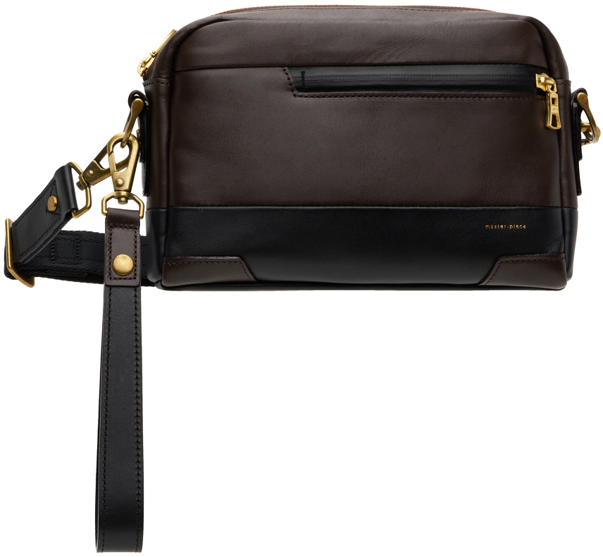 Shop Master-piece Brown & Black Gloss Shoulder Bag In Choco