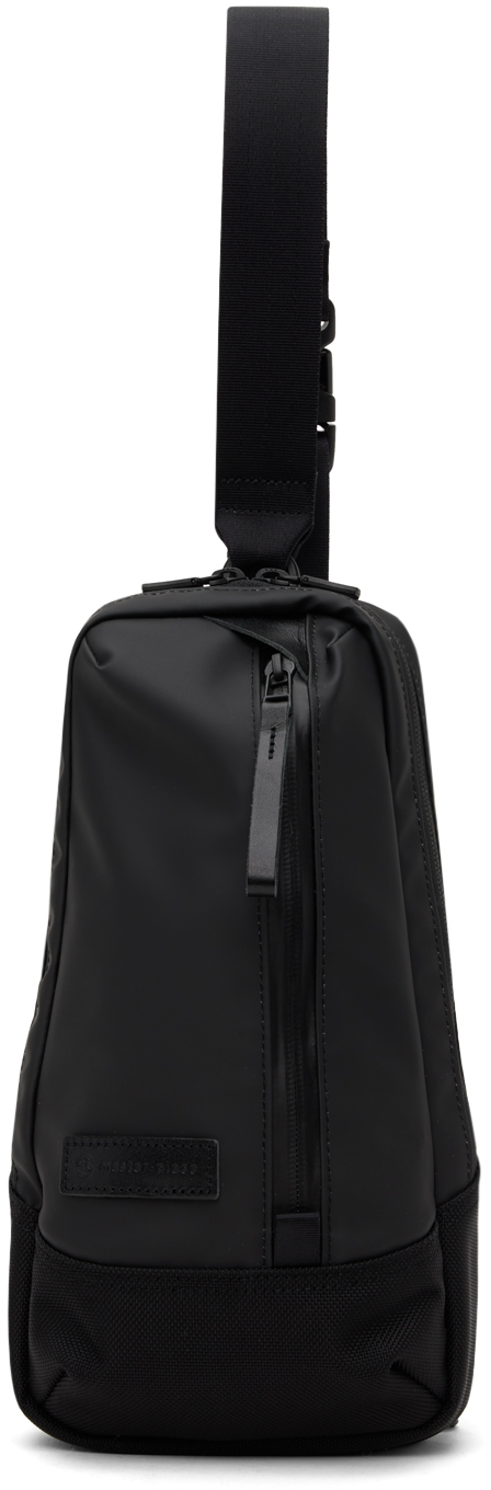 Black Slick Leather Sling Bag